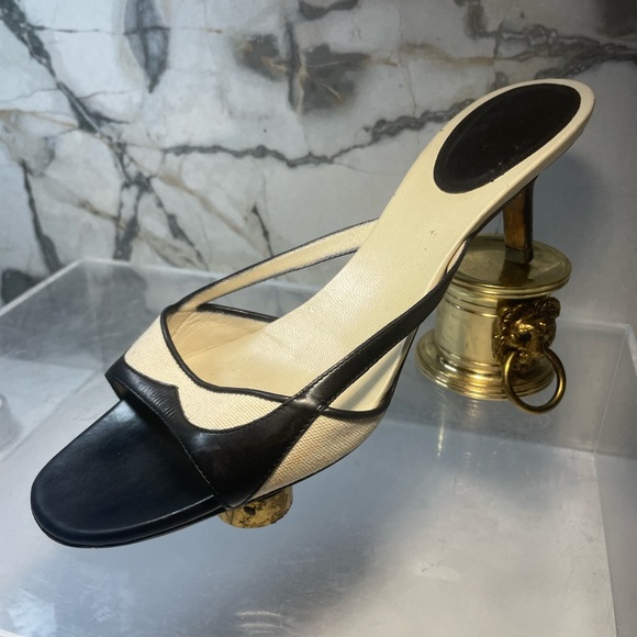 Gucci leather colorblock patten sandals - black sandals sz  7.5 B made in italy - Picture 5 of 16